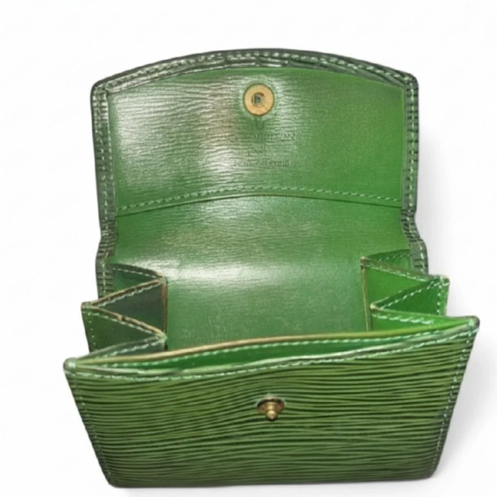 Louis Vuitton Epi Green Coin Purse Wallet Snap Card Holder Vintage LV - Picture 3 of 5